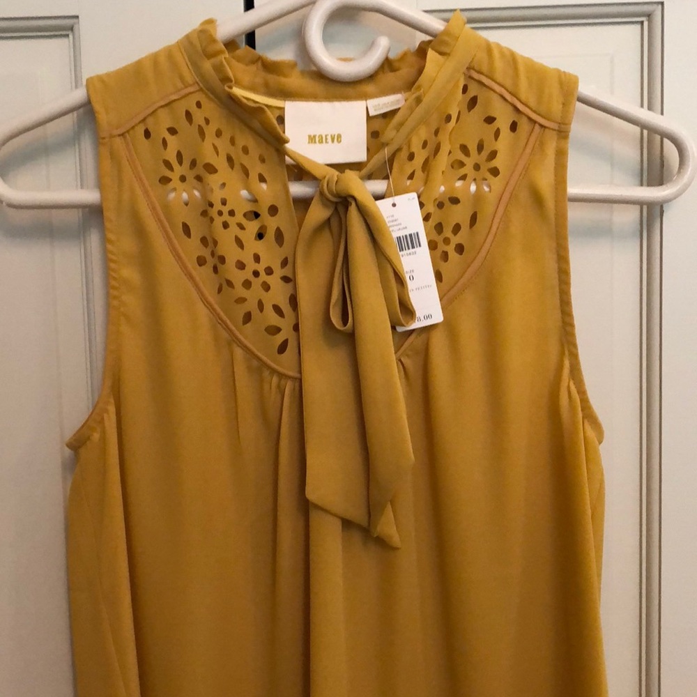 Anthropologie Mustard Yellow Sleeveless Blouse
